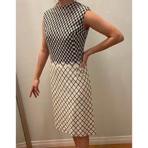 Retro Geometric Wool Dress